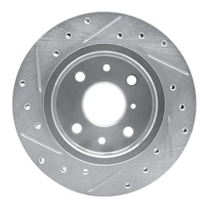 Kia Spectra Brake Rotor (1) - Front Right - R1 Concepts - Drilled & Slotted - Silver - `94-`00